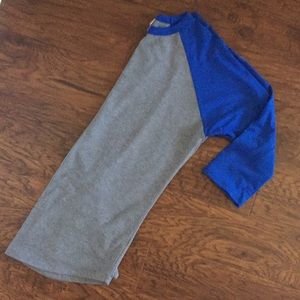 Randy baseball ringer tee Royal Blue grey sz L LLR